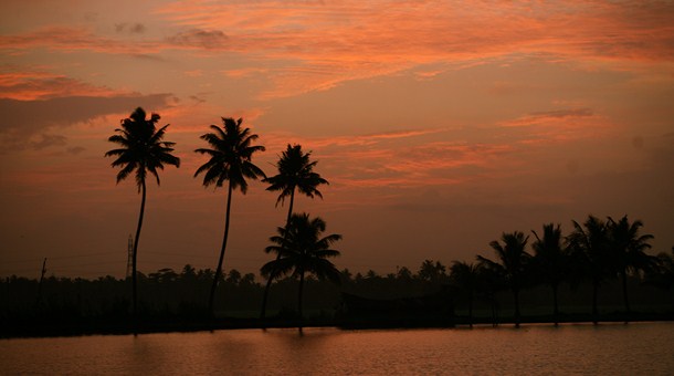 Puesta de sol en Kerala