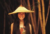 Chica entre bamboo