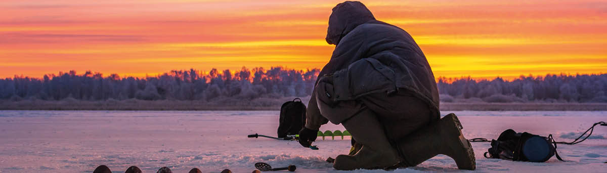 winter sport, winter fishing fishing outside on the ice