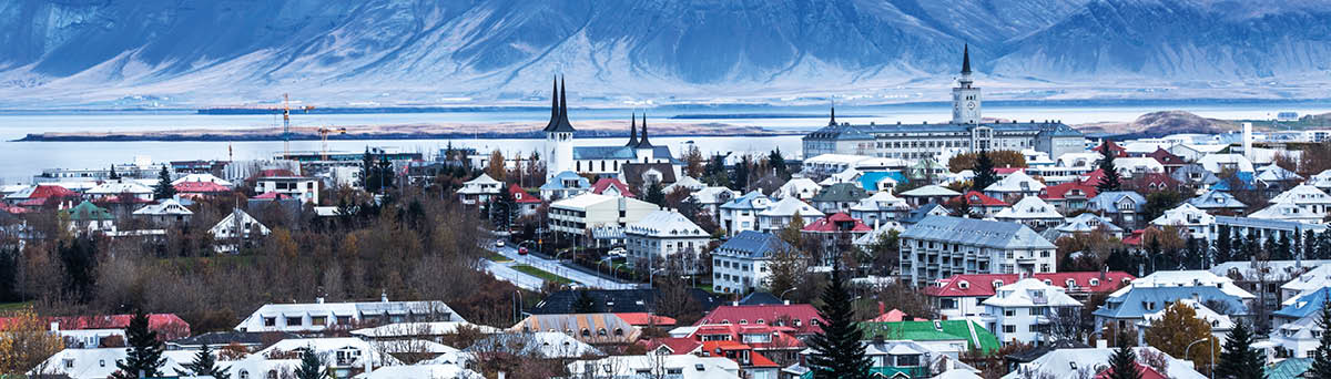 Beautiful aerial view of Reykjavik city, Iceland 