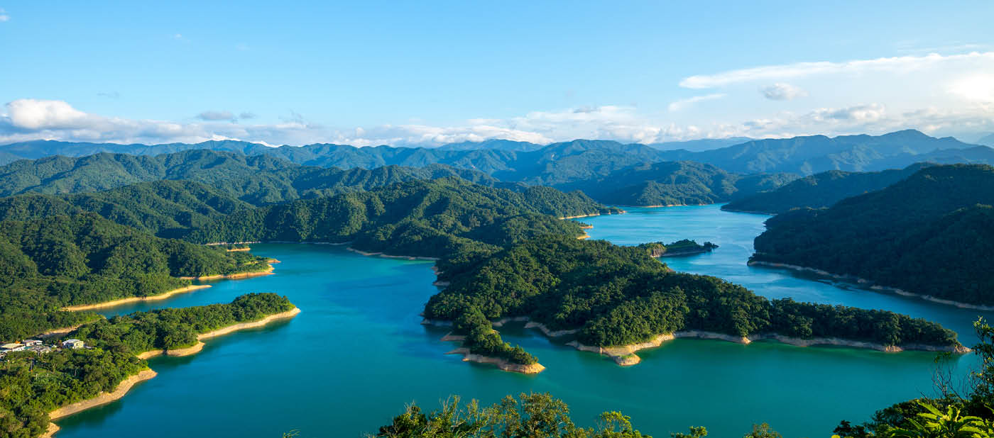 Landscape of thousand Island Lake in shiding, new taipei city, taiwan