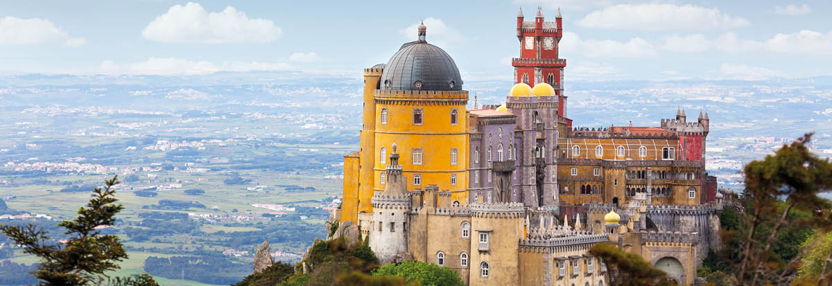Aerial view of  Palácio da Pena   Sintra, Lisboa   Portugal   European travel