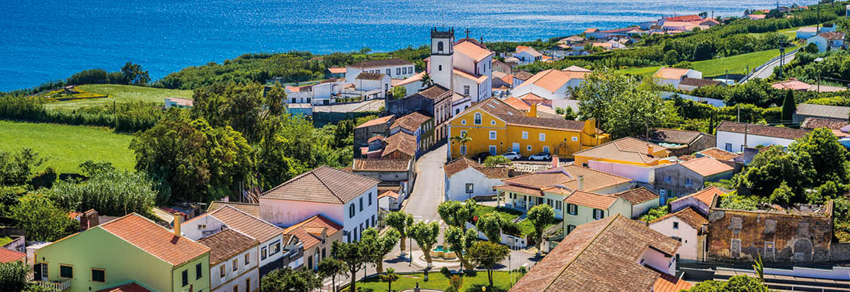 Elevated view on Feteiras on Sao Miguel, Azores