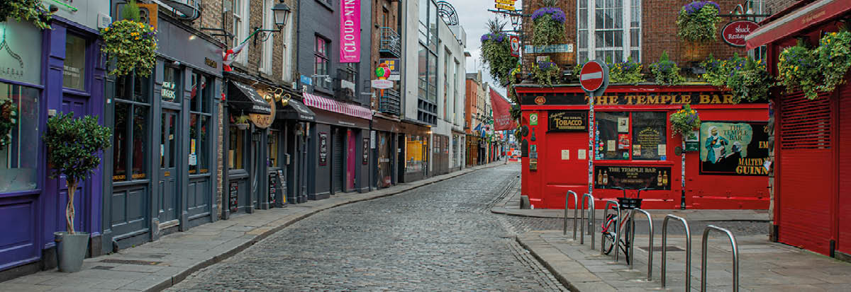 Empty city streets during Covid 19 Global Pandemic, Dublin, Ireland 