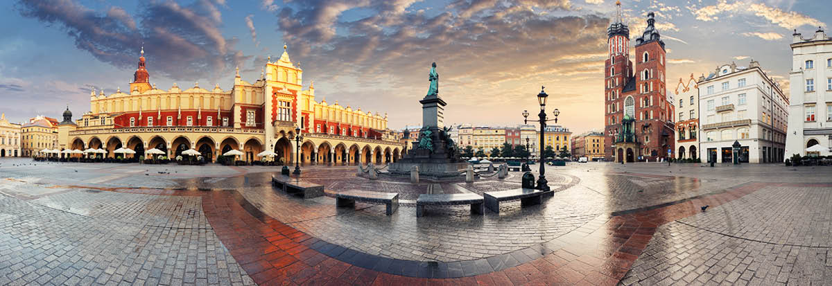 Krakow Market Square, Poland - panorama