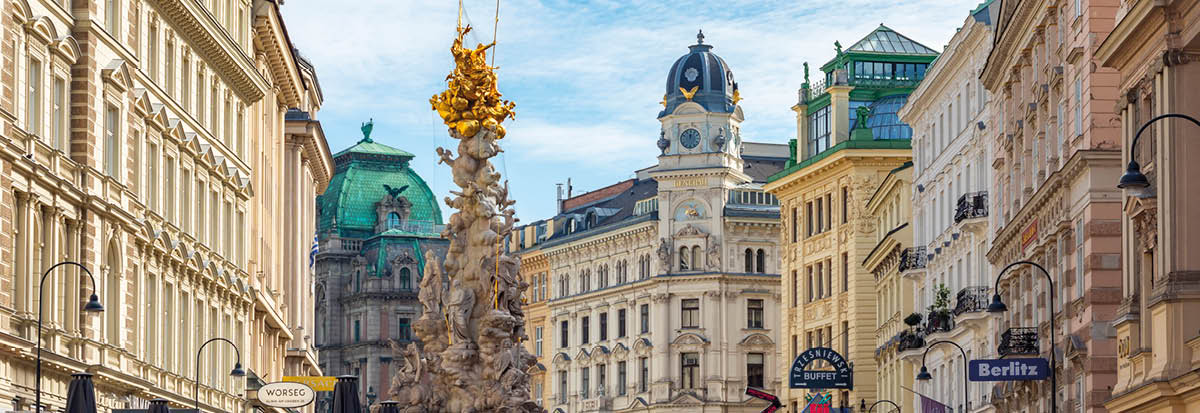 Graben street and Plague Column in center of Vienna