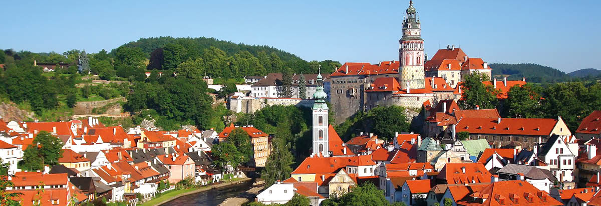 General view of the city named Cesky Krumlov in South Bohemia (Czech Republic, Central Europe)