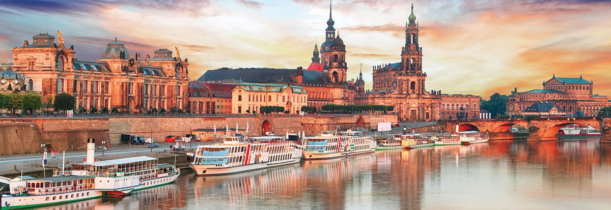 Dresden panorama at sunset, Germany
