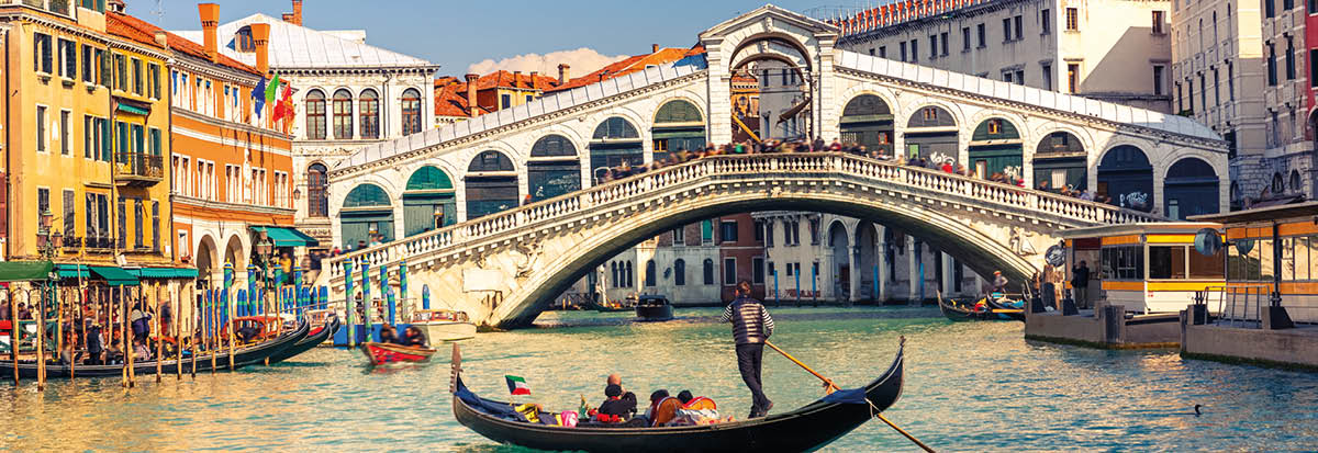 Gondola near Rialto Bridge in Venice, Italy