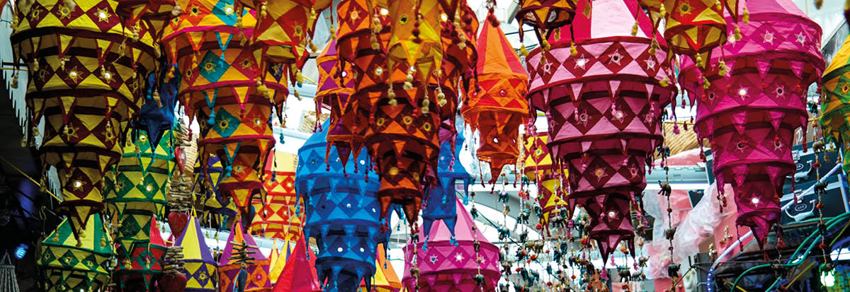 Colorful  lamps in the market