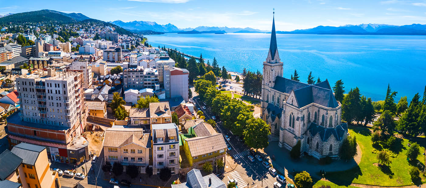 Aerial panorama of the city of Bariloche, Argentina