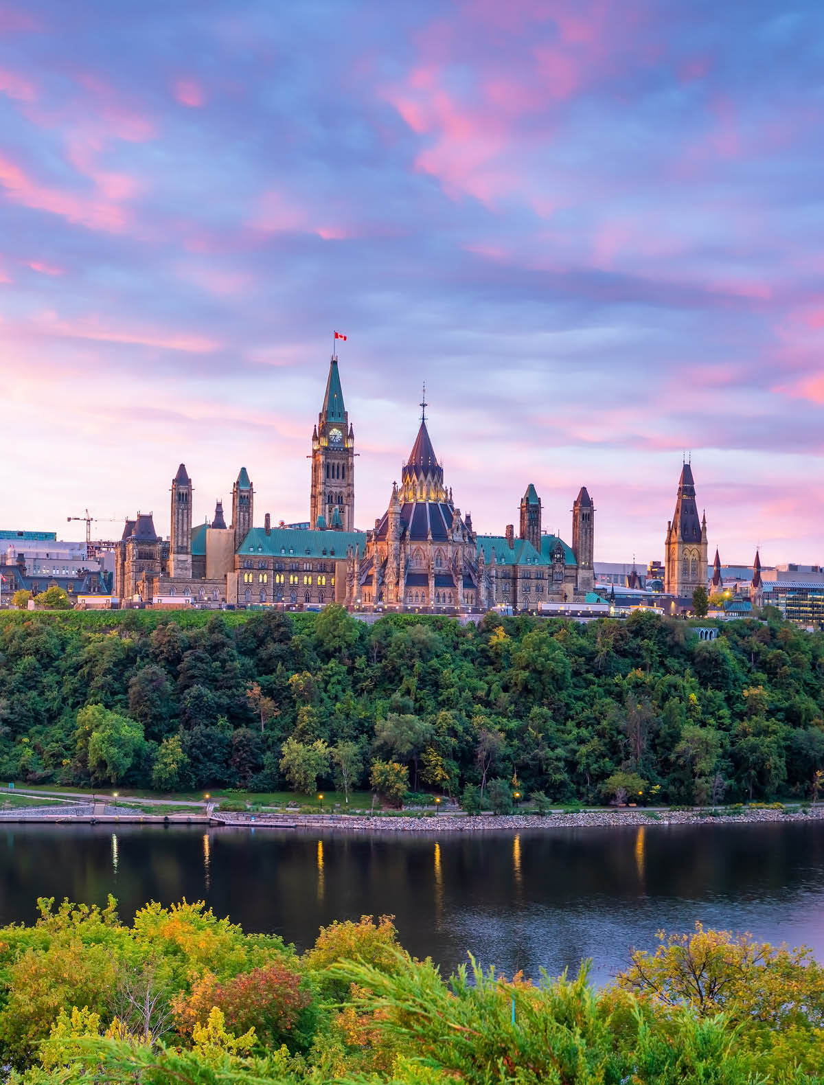 Parliament Hill in Ottawa, Ontario, Canada at Sunset