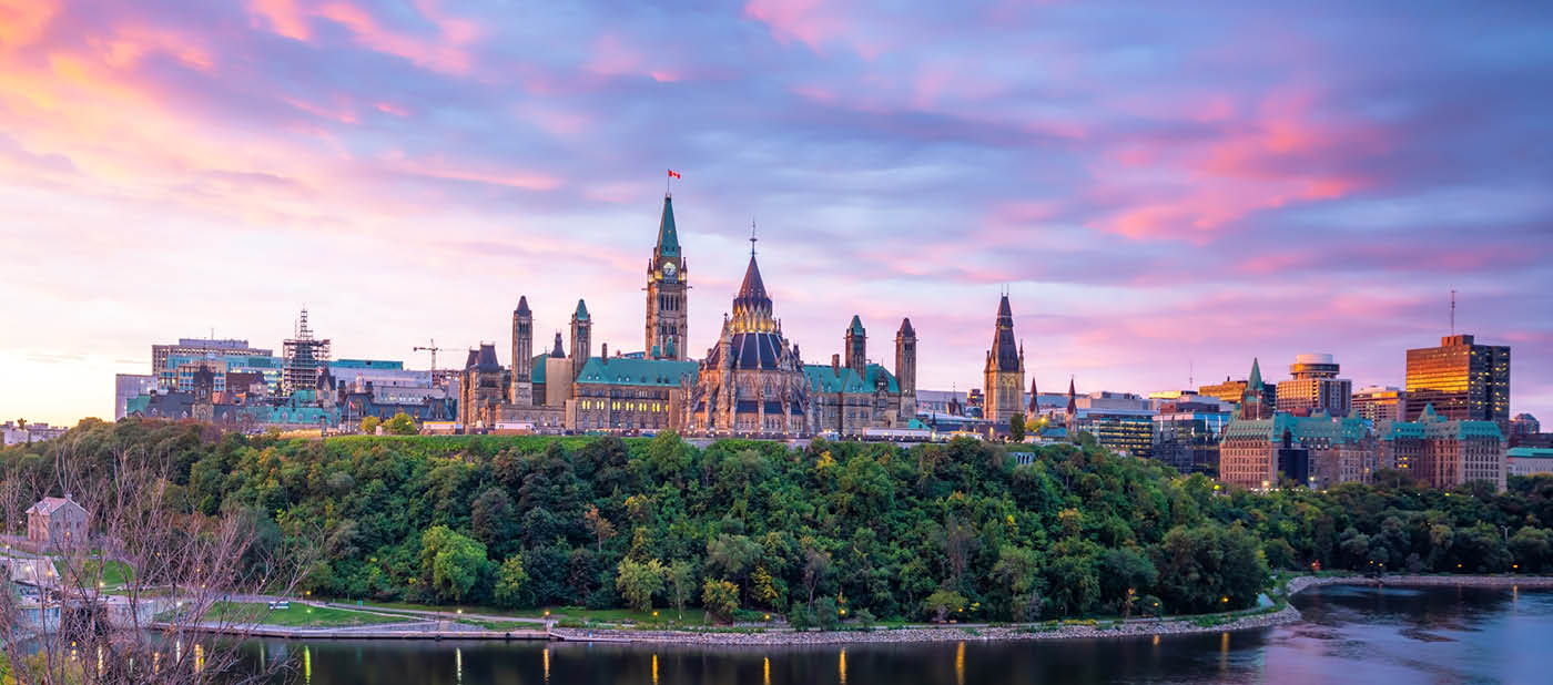 Parliament Hill in Ottawa, Ontario, Canada at Sunset