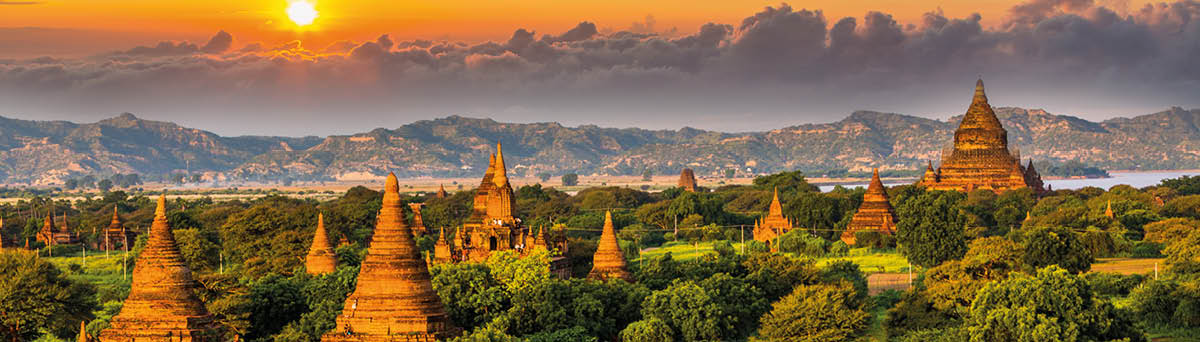 Ancient temple in Bagan after sunset, Myanmar temples in the Bagan Archaeological Zone, Myanmar 