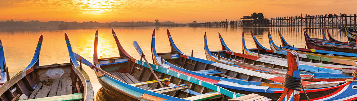 Mandalay, Myanmar on the Taungthaman Lake in front of U Bein Bridge 