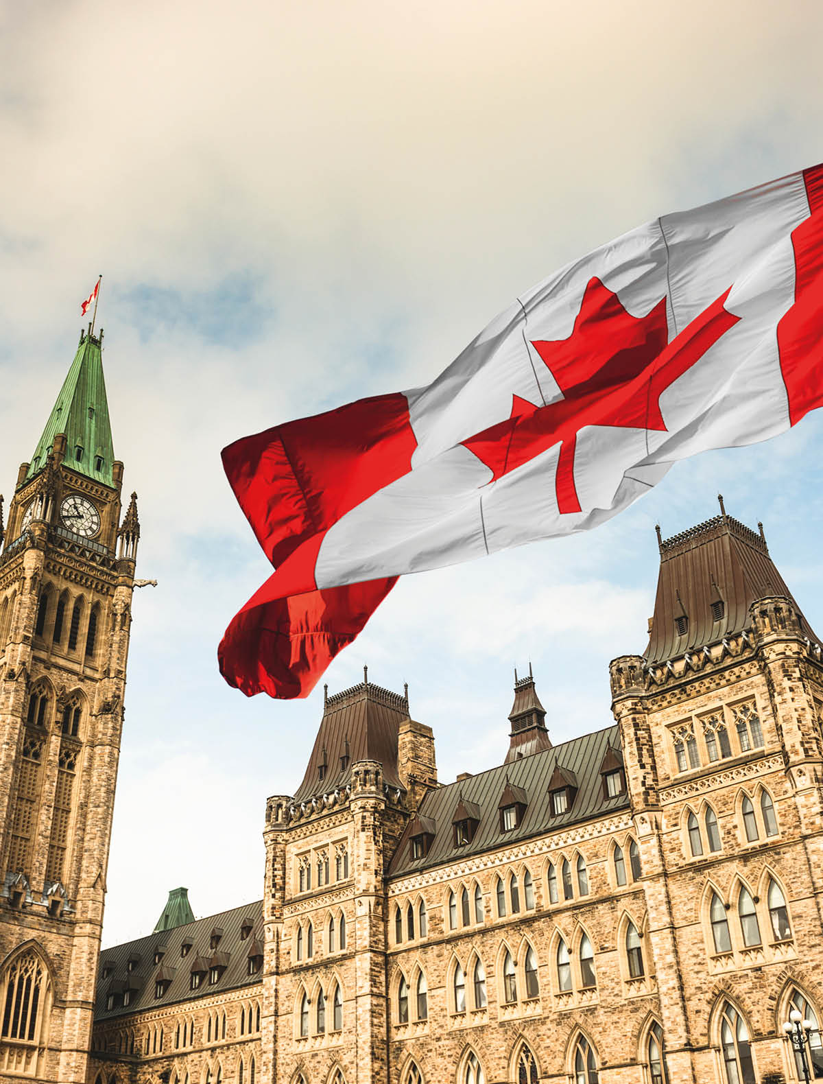 canada flag waving in ottawa