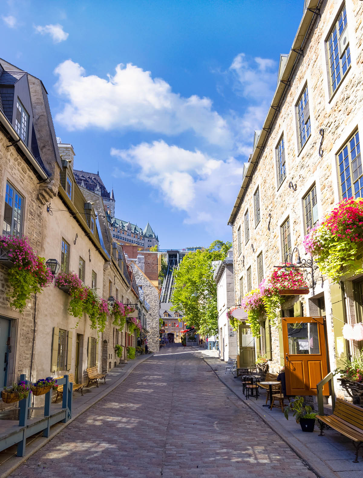 Canada, Old Quebec City tourist attractions, Petit Champlain lower town and shopping district.