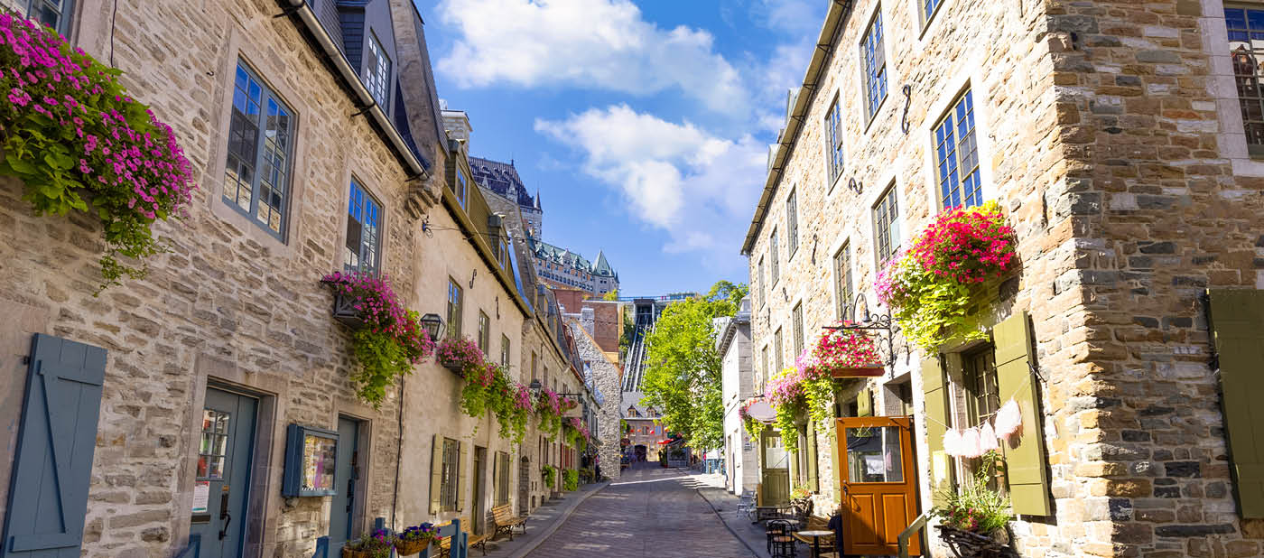 Canada, Old Quebec City tourist attractions, Petit Champlain lower town and shopping district.