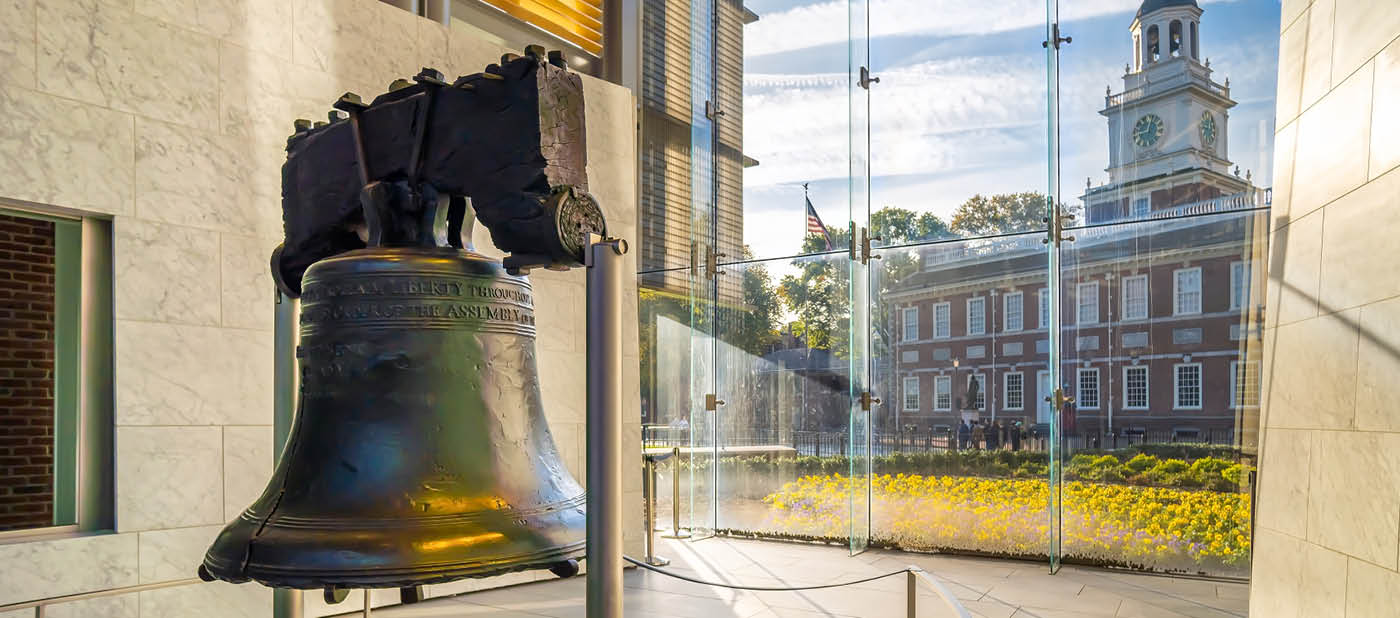 Liberty Bell old symbol of American freedom in Philadelphia Pennsylvania, USA
