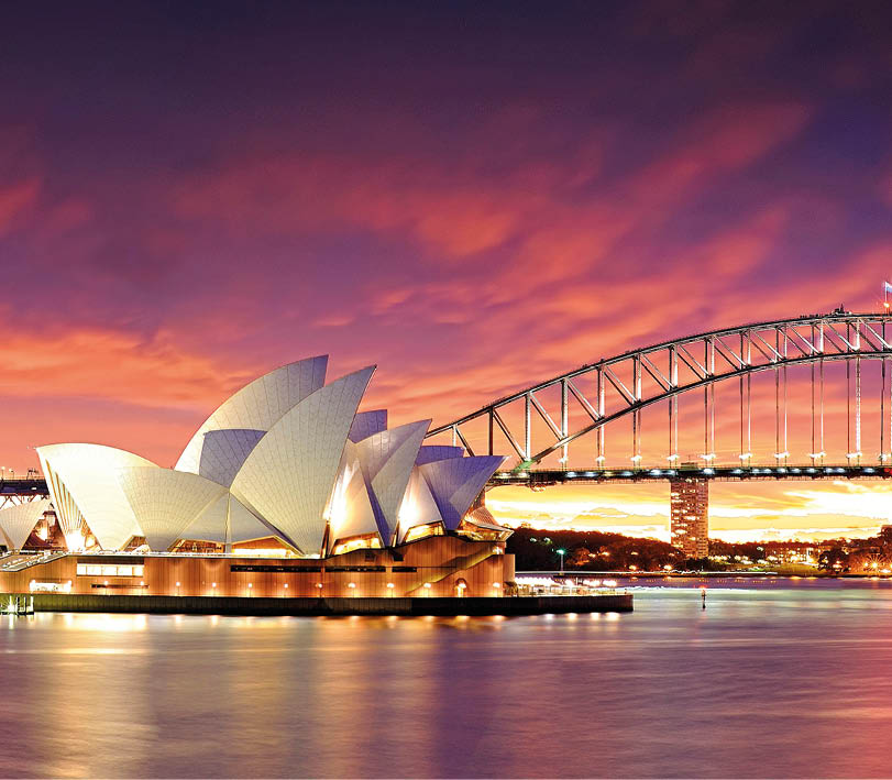 Panoramic scenery of Sydney harbour and Sydney opera house, Australia