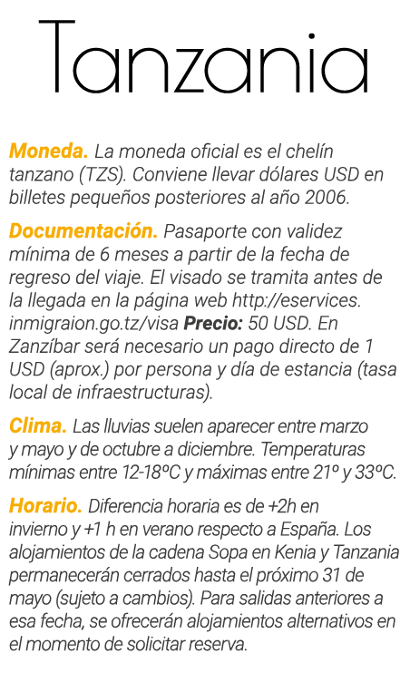 Tanzania Moneda  La moneda oficial es el chelín tanzano (TZS)  Conviene llevar dólares USD en billetes pequeños poste   