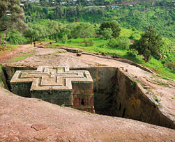 The rock-hewn church of St  George (Bet Giyorgis) in Lalibela, Ethiopia  Built in the late 12th or early 13th century 
